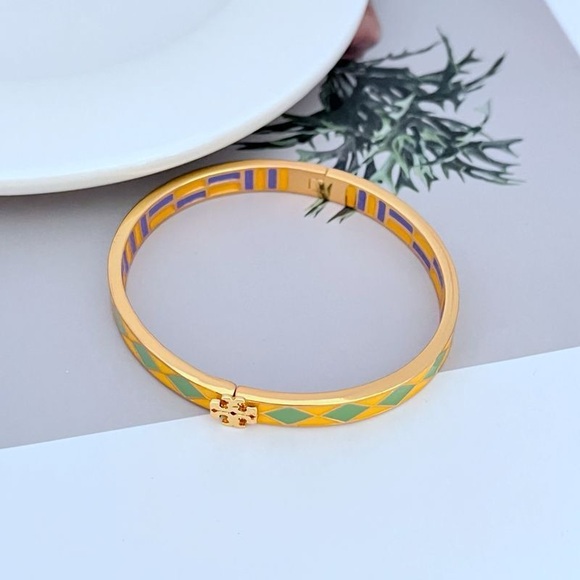 Tory Burch Gold Bracelet with Green and Blue Enamel - Picture 5 of 5